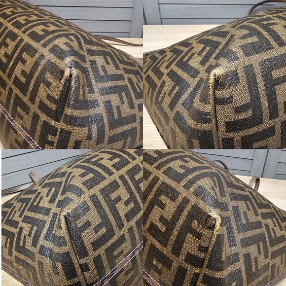 Authentic FENDI Zucca Spalmati Canvas Large Tote Shoulder Bag Purple 💜 - Picture 5 of 12